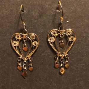 Club Silver 24kt Gold- Sterling Heart Earrings